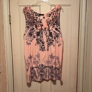 Espresso Salmon Color and Black Patterned Tunic